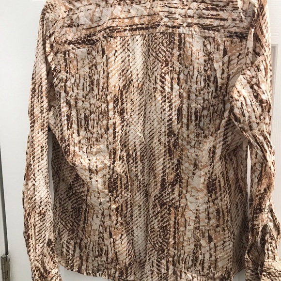 Lucky Brand Snake Print Long Sleeve Cotton Top Sz L - Picture 3 of 11